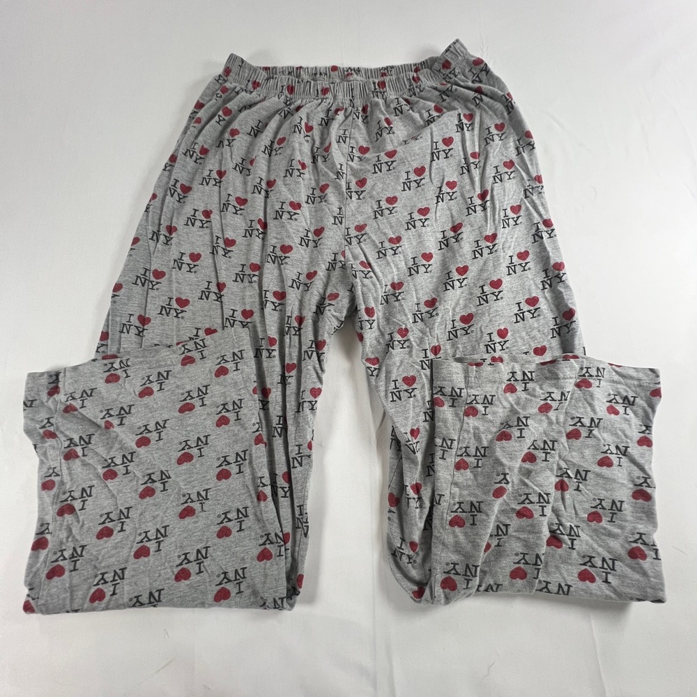 Rafia Tees Pajama Pants Mens Large Grey Red Heart Logo Lounge Sleepwear